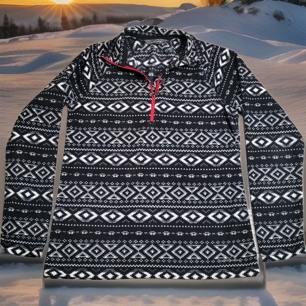 Eddie Bauer Quest Fleece 1/4 Zip Pullover Women's Medium‎ Black Aztec Gorpcore